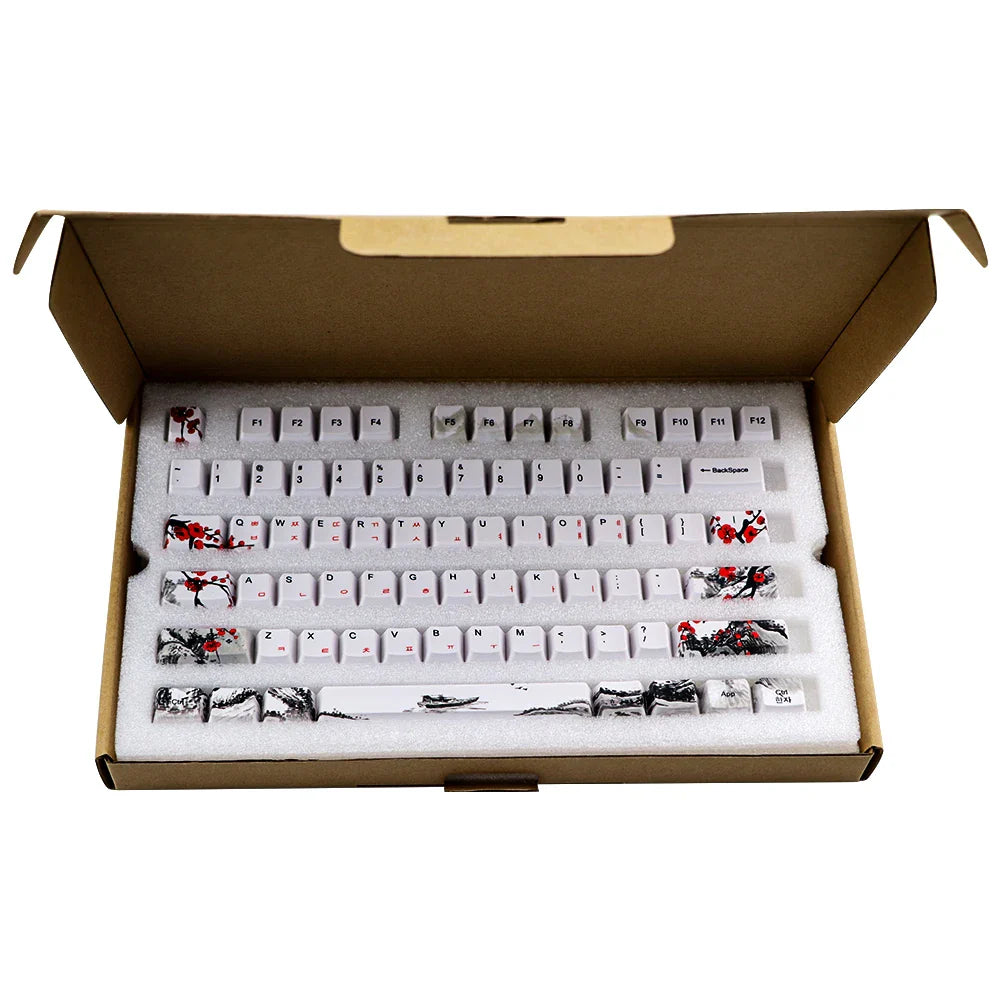 Sólo ventas Keycap novedad tinte sub Plum Blossom OEM perfil Keycaps para 61/64/68/108 tapas de teclado mecánico ruso japonés