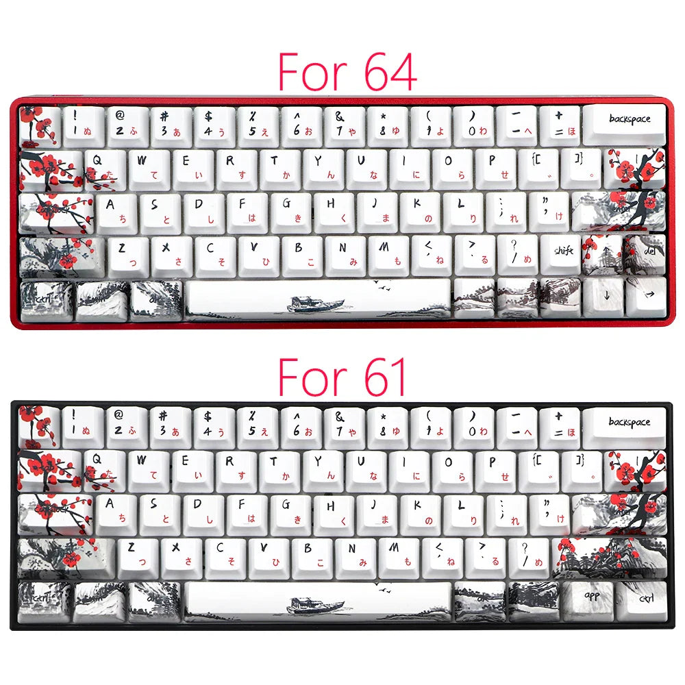 Sólo ventas Keycap novedad tinte sub Plum Blossom OEM perfil Keycaps para 61/64/68/108 tapas de teclado mecánico ruso japonés