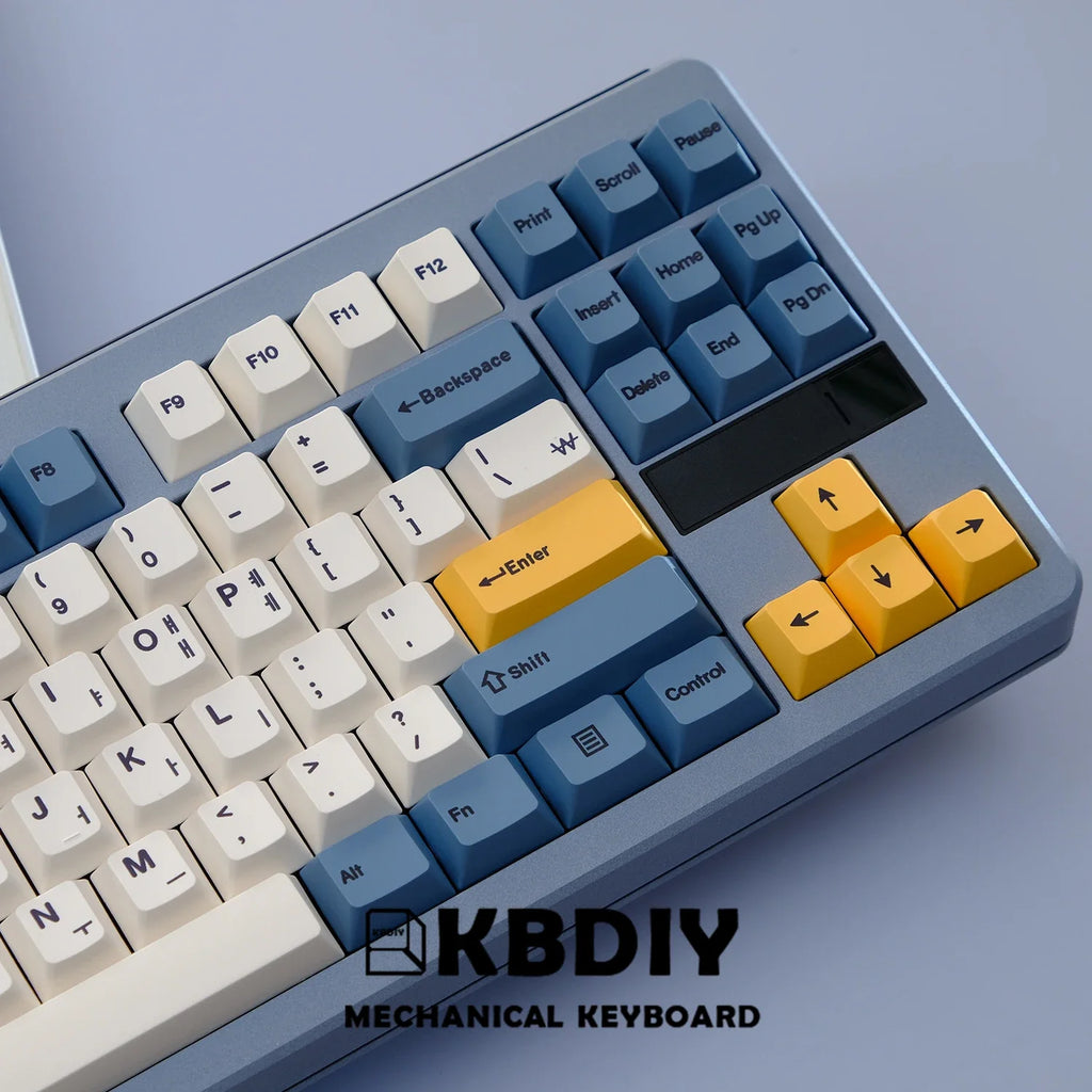 KBDiy 145 Näppäimet/setti PBT Aprikoosinkeltainen Näppäinkorkki Korean Cherry Profile Näppäimet mekaaniselle näppäimistölle 7U DIY Custom for GMK67 GMK75