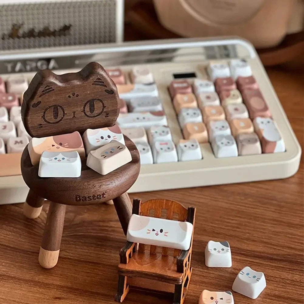 ir noliktavā Cute Cat Keycaps Head MAO Profile PBT Square Key Cap For MX Mechanical Keyboard KeyCap Keyboards Set Meitenēm Dāvana