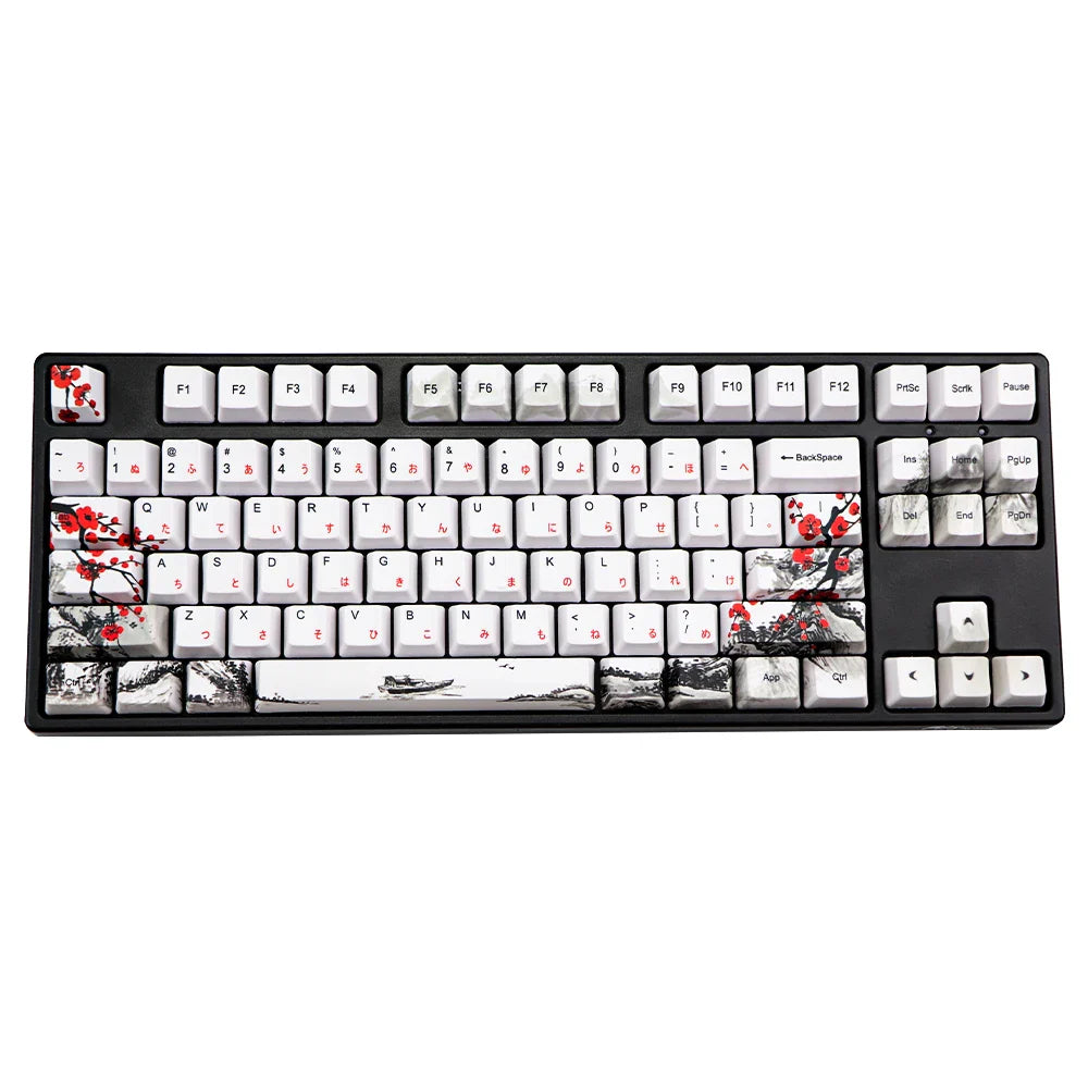 Sólo ventas Keycap novedad tinte sub Plum Blossom OEM perfil Keycaps para 61/64/68/108 tapas de teclado mecánico ruso japonés