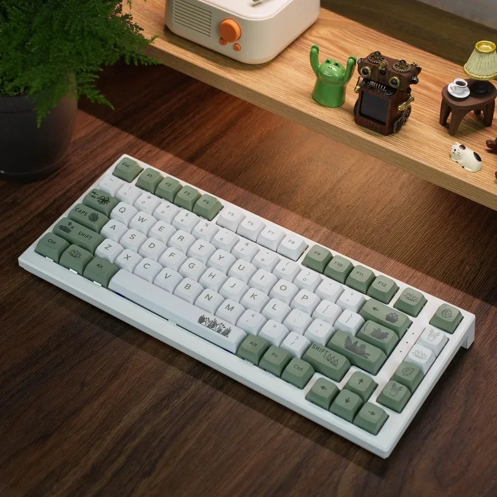 Metsänvihreä näppäinsuoja XDA Profile PBT Sublimation 125 Keys Fresh Style Valkoinen Vihreä Mekaaninen Näppäimistö Näppäimistö