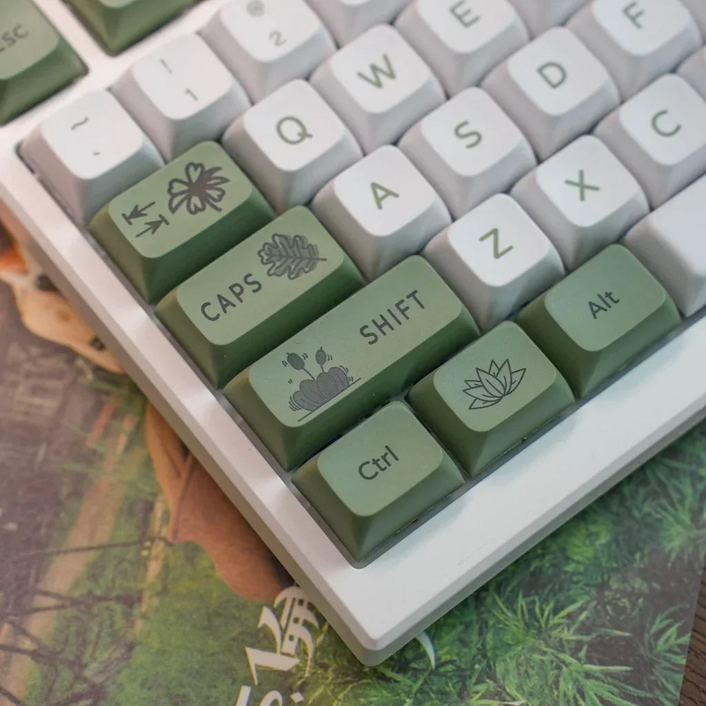 Metsänvihreä näppäinsuoja XDA Profile PBT Sublimation 125 Keys Fresh Style Valkoinen Vihreä Mekaaninen Näppäimistö Näppäimistö