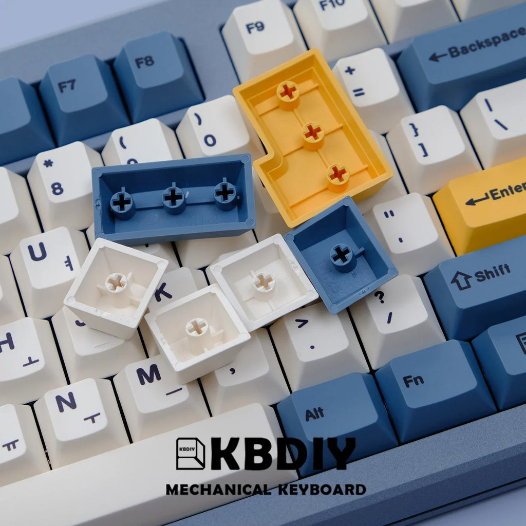 KBDiy 145 Näppäimet/setti PBT Aprikoosinkeltainen Näppäinkorkki Korean Cherry Profile Näppäimet mekaaniselle näppäimistölle 7U DIY Custom for GMK67 GMK75