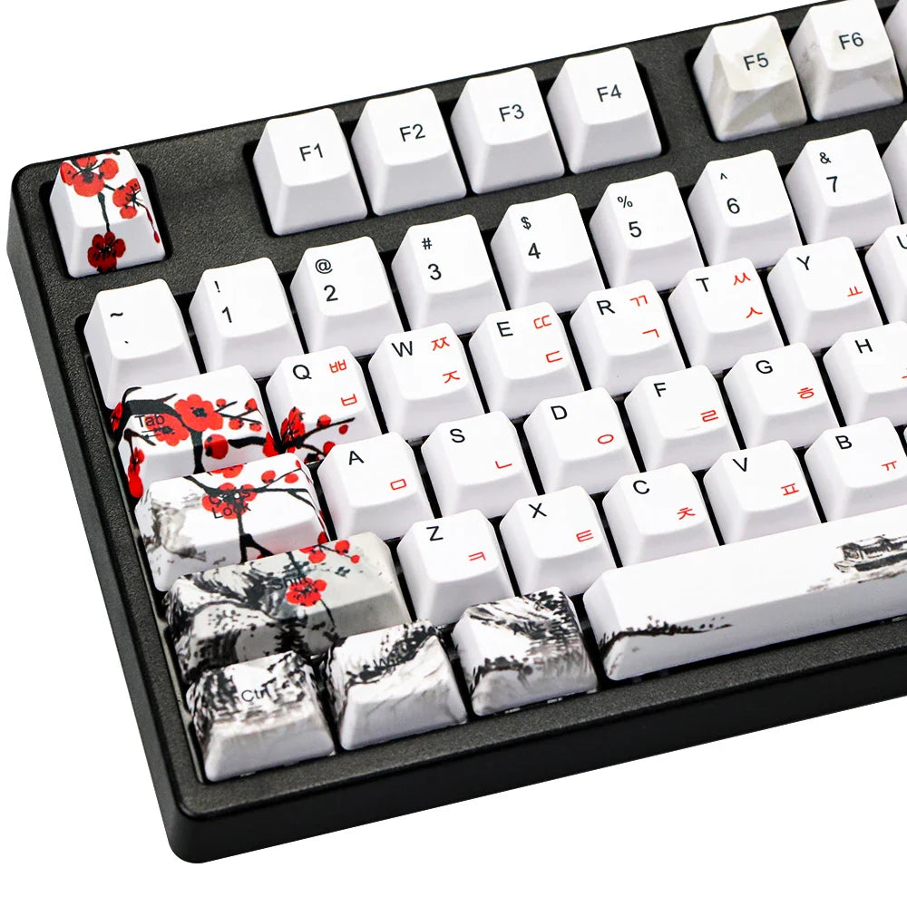 Sólo ventas Keycap novedad tinte sub Plum Blossom OEM perfil Keycaps para 61/64/68/108 tapas de teclado mecánico ruso japonés